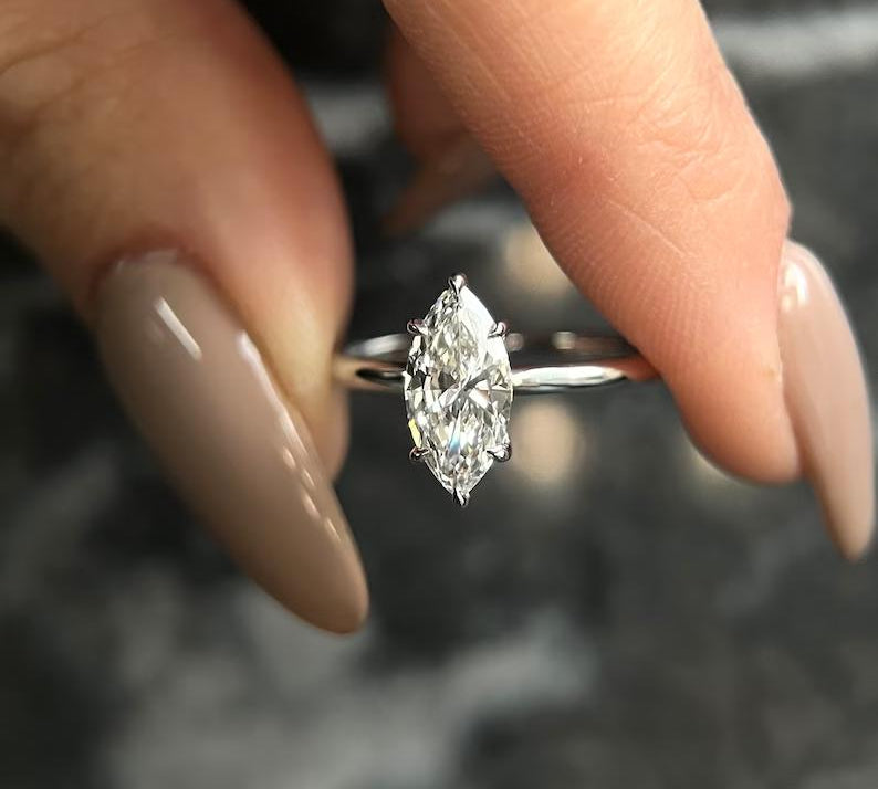 Marquise Solitaire Lab Grown Diamond Engagement Ring