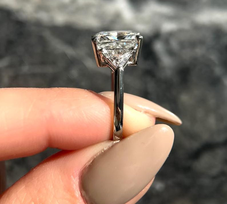 4.0 CT Radiant Three Stone Lab Grown Diamond Engagement Ring