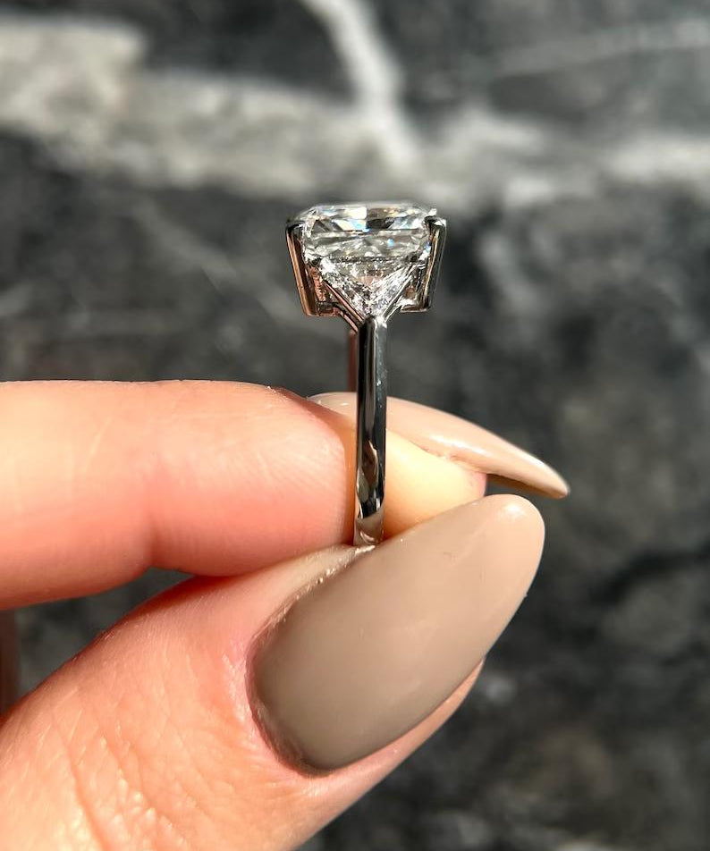 4.0 CT Radiant Three Stone Lab Grown Diamond Engagement Ring