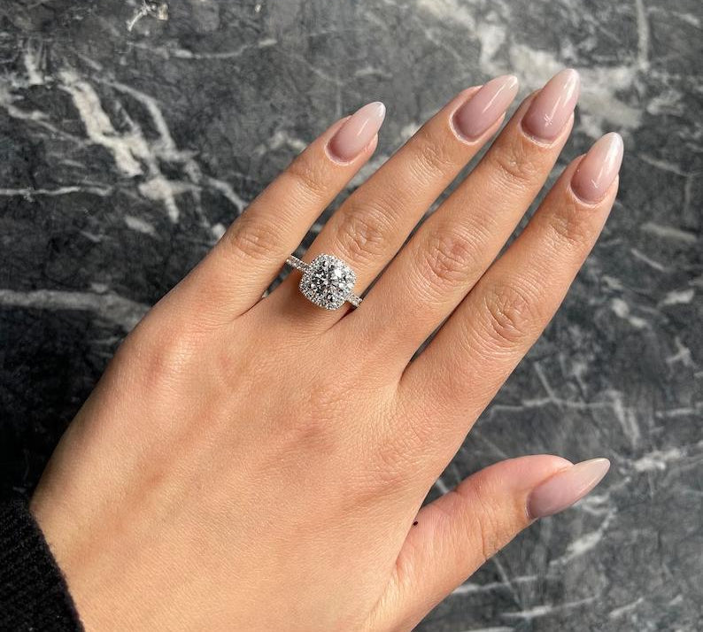 Round Halo & Pave Lab Grown Diamond Engagement Ring