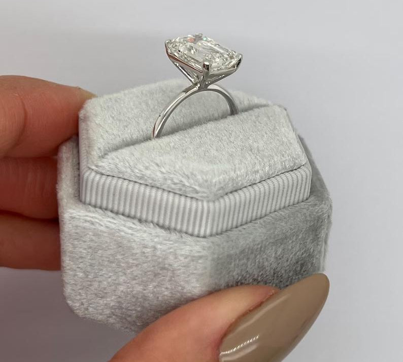 Emerald Solitaire Lab Grown Diamond Engagement Ring