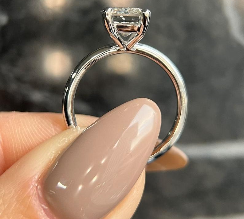 Emerald Solitaire Lab Grown Diamond Engagement Ring