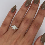 1.0 CT Emerald Three Stone Lab Grown Diamond Engagement Ring