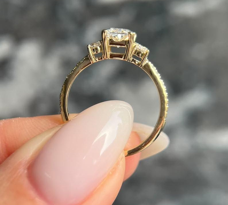 1.0 CT Radiant Three Stone Lab Grown Diamond Engagement Ring