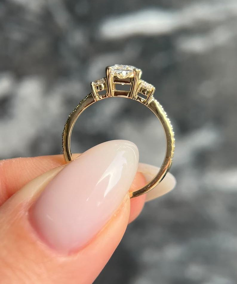 1.0 CT Radiant Three Stone Lab Grown Diamond Engagement Ring