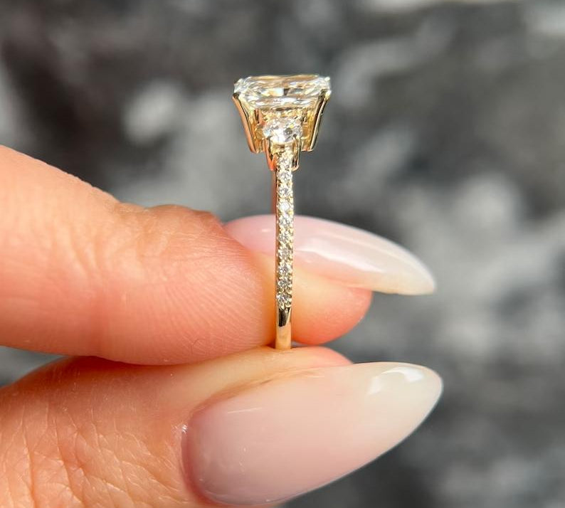 1.0 CT Radiant Three Stone Lab Grown Diamond Engagement Ring