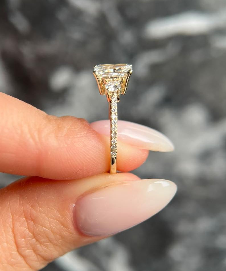 1.0 CT Radiant Three Stone Lab Grown Diamond Engagement Ring