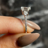 1.0 CT Emerald Three Stone Lab Grown Diamond Engagement Ring
