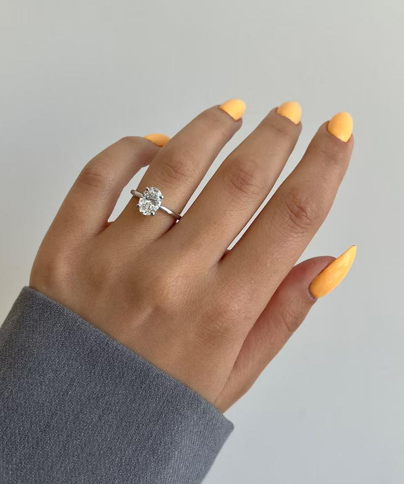 Oval Hidden Halo Lab Grown Diamond Engagement Ring