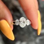 1.50 CT Oval Three Stones Lab Grown Diamond Engagement Ring