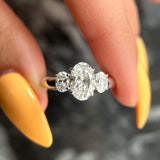 1.50 CT Oval Three Stones Lab Grown Diamond Engagement Ring
