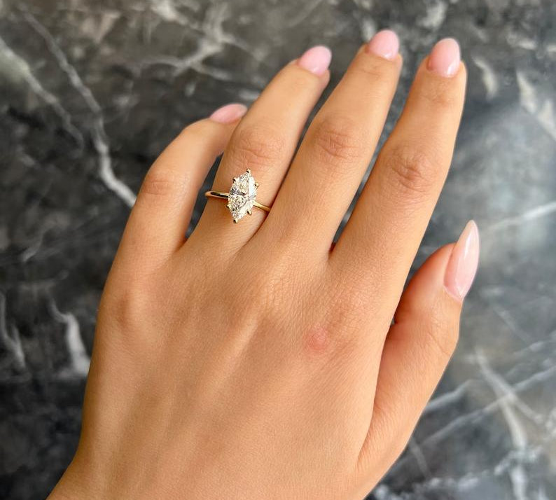 Marquise Solitaire Lab Grown Diamond Engagement Ring