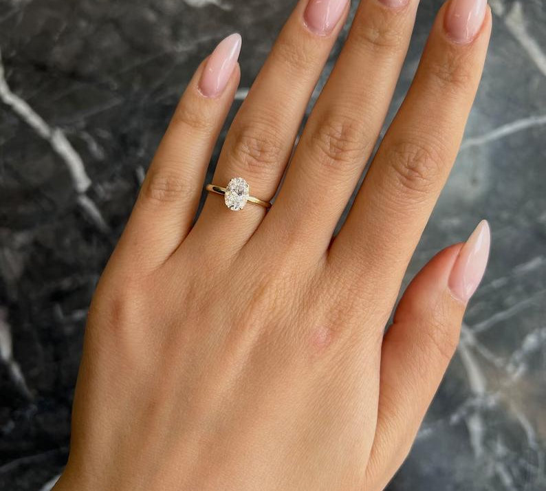 Oval Hidden Halo Lab Grown Diamond Engagement Ring