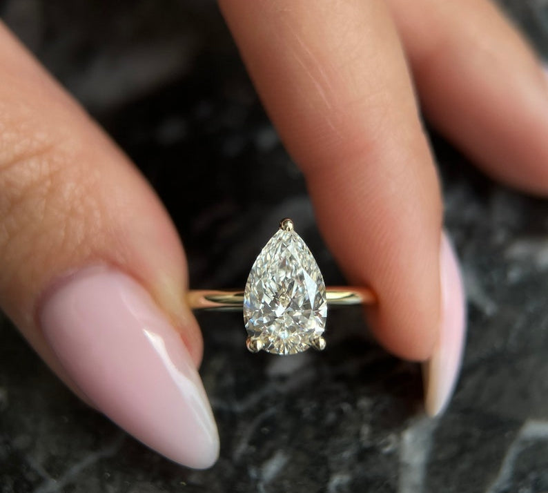 Pear Solitaire Lab Grown Diamond Engagement Ring