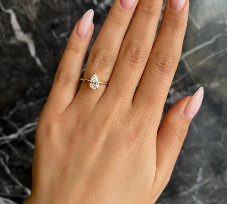 Pear Solitaire Lab Grown Diamond Engagement Ring
