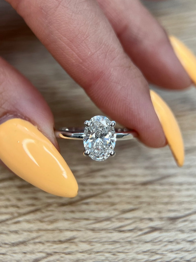 Oval Hidden Halo Lab Grown Diamond Engagement Ring