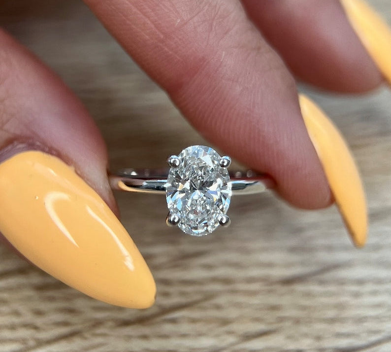 Oval Hidden Halo Lab Grown Diamond Engagement Ring