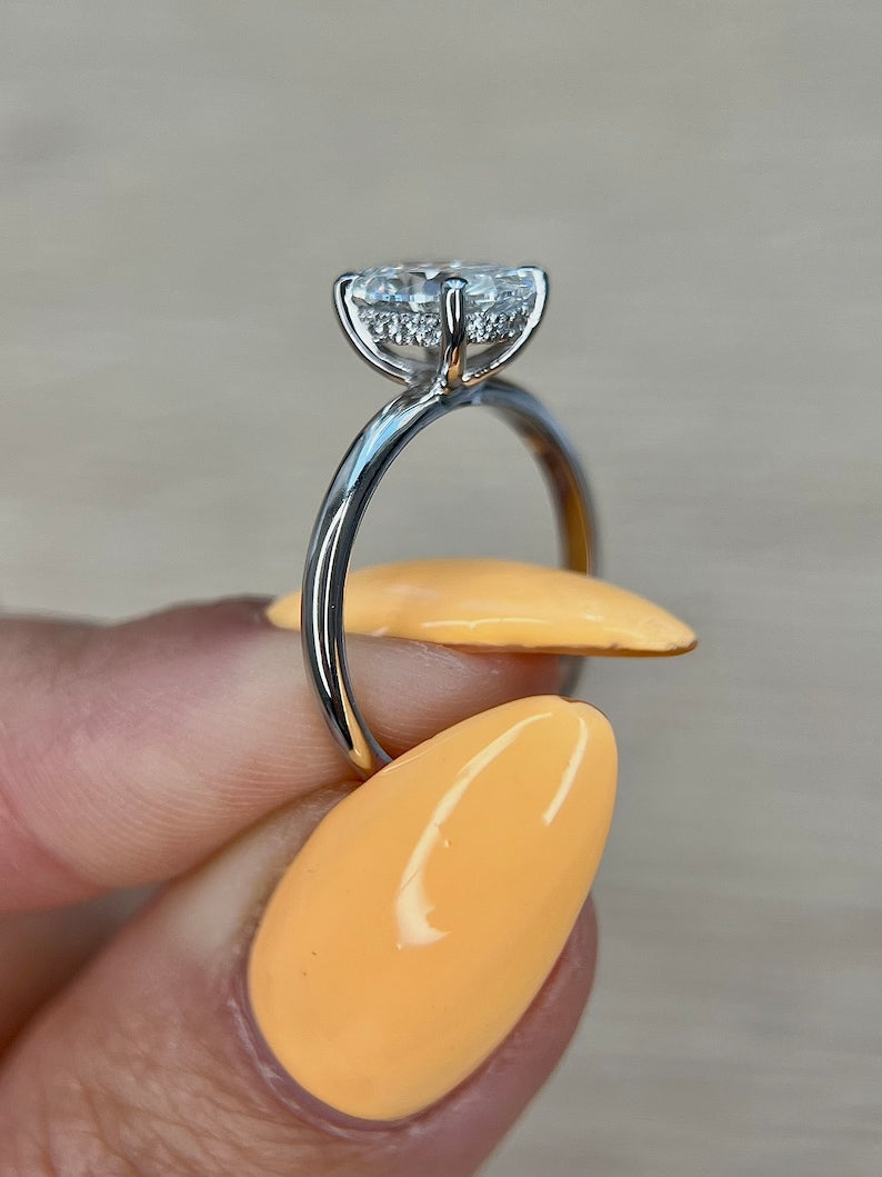 Oval Hidden Halo Lab Grown Diamond Engagement Ring