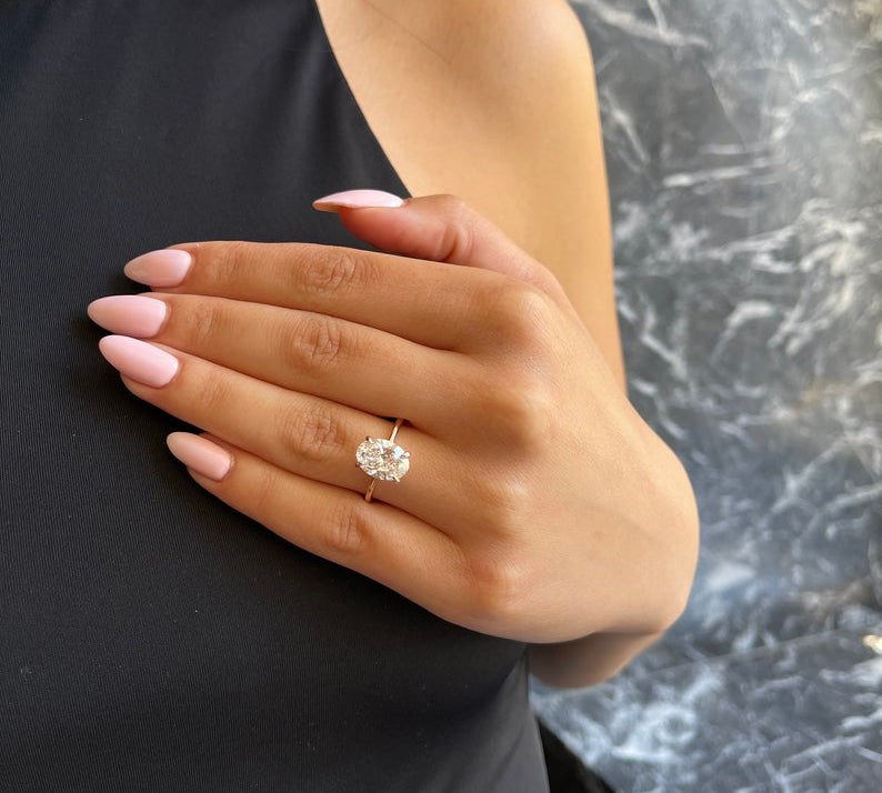 Oval Hidden Halo Lab Grown Diamond Engagement Ring