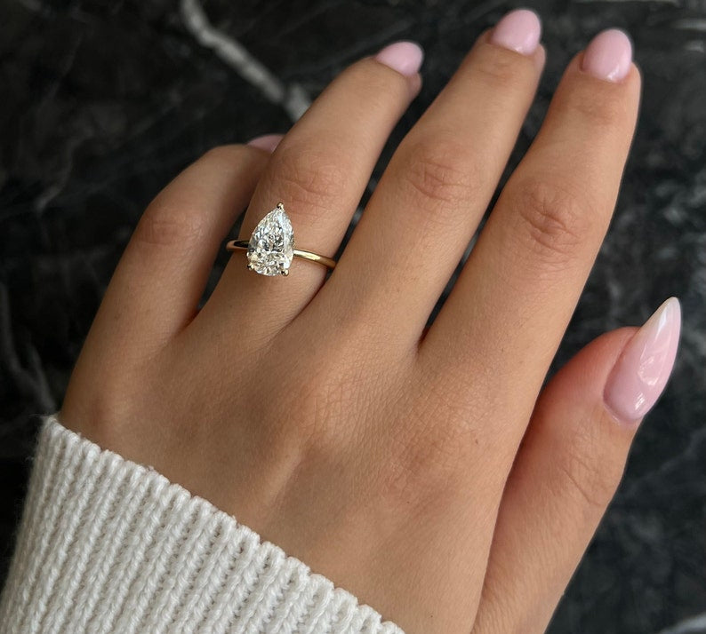 Pear Solitaire Lab Grown Diamond Engagement Ring