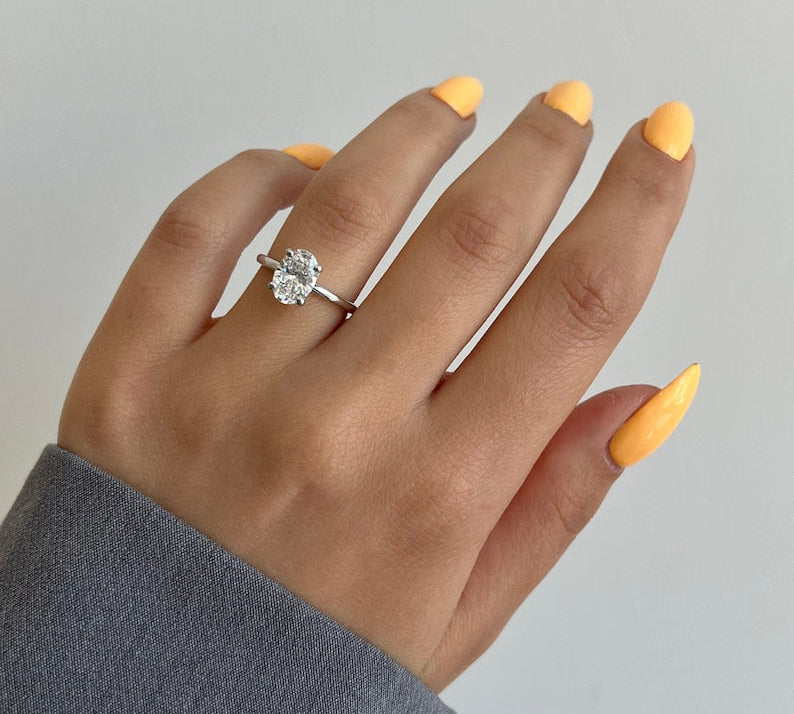 Oval Hidden Halo Lab Grown Diamond Engagement Ring