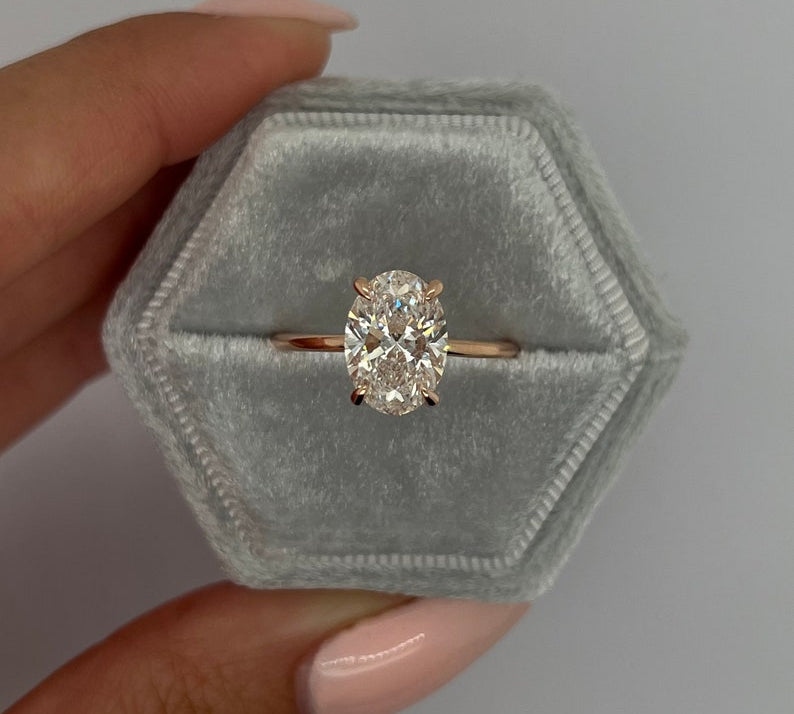 Oval Hidden Halo Lab Grown Diamond Engagement Ring