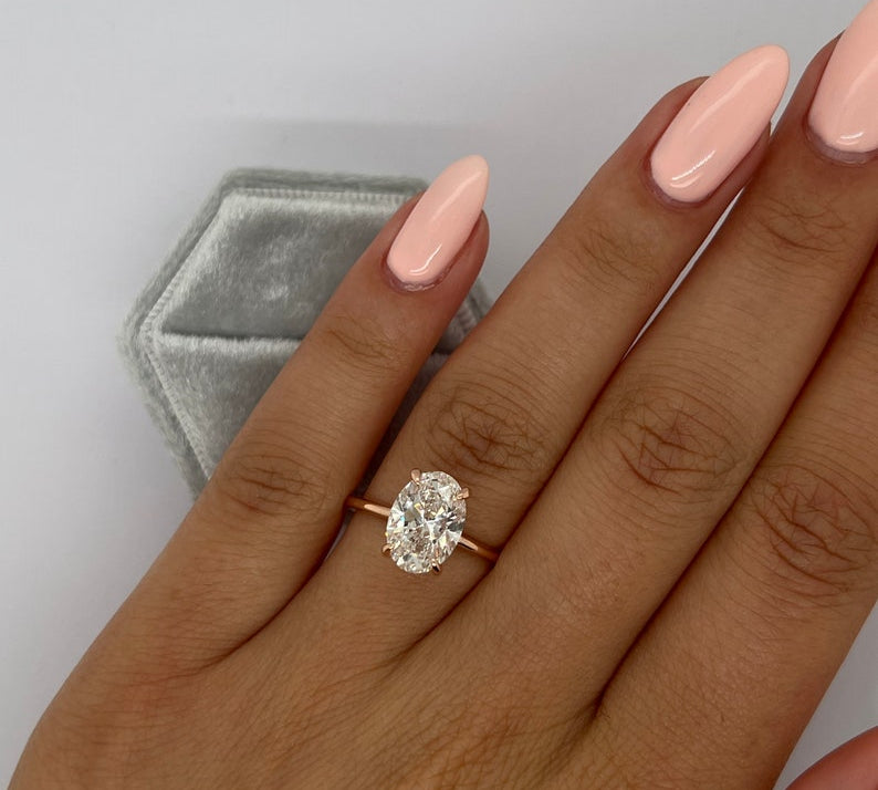 Oval Hidden Halo Lab Grown Diamond Engagement Ring