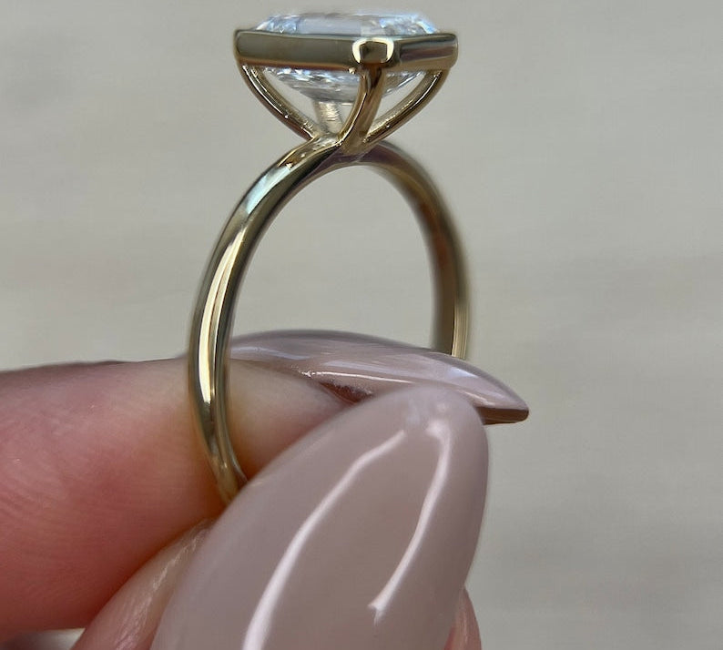 Emerald Bezel Lab Grown Diamond Engagement Ring