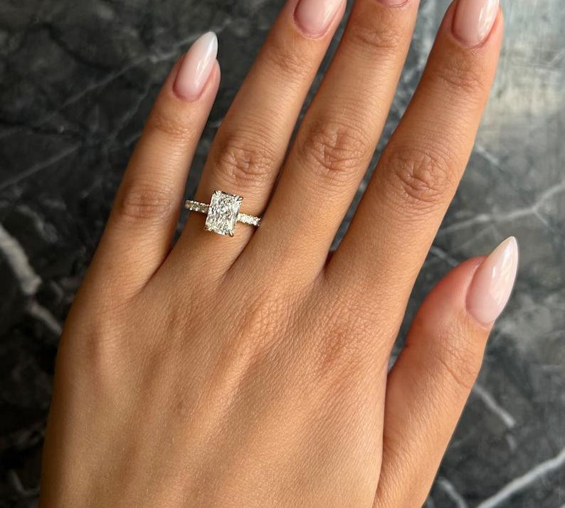 Radiant Pave Lab Grown Diamond Engagement Ring