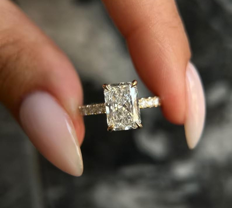 Radiant Pave Lab Grown Diamond Engagement Ring
