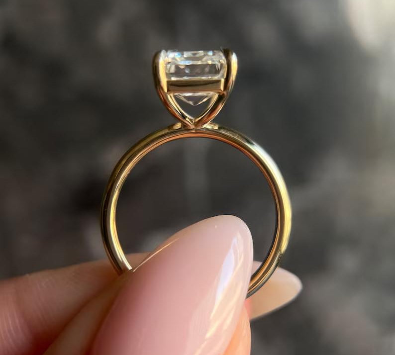 Emerald Solitaire Lab Grown Diamond Engagement Ring