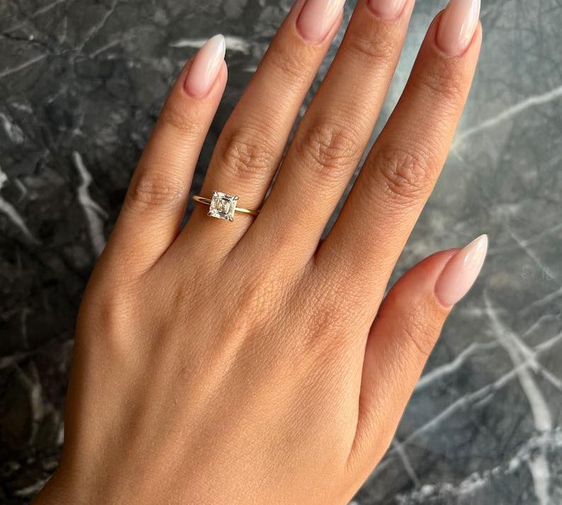 1.0 CT Asscher Solitaire CVD E/VS2 Diamond Engagement Ring 2