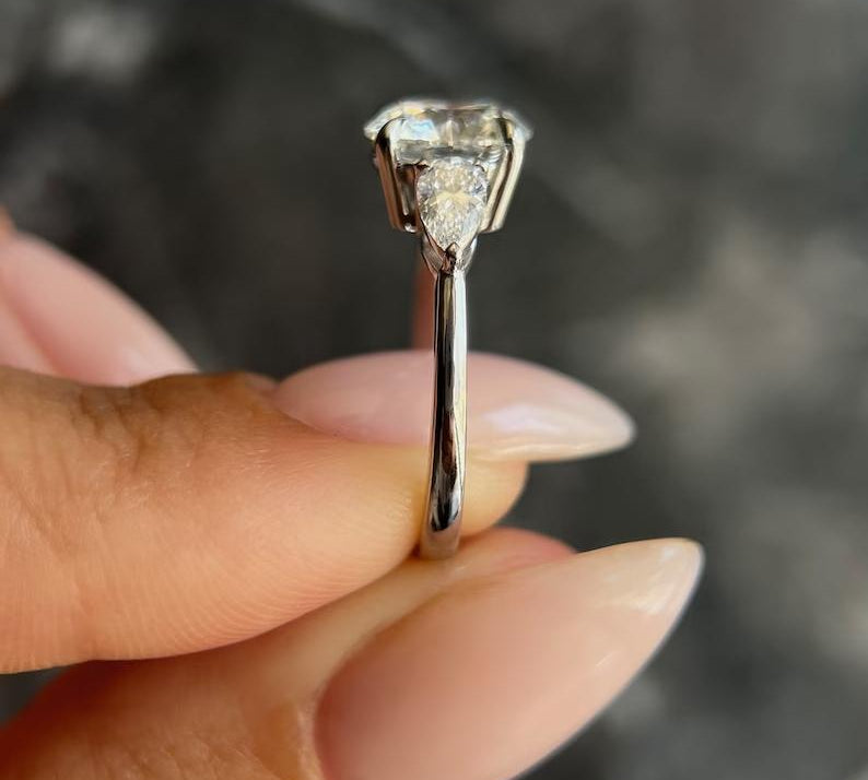 2.0 CT Round Three Stones Lab Grown Diamond Engagement Ring