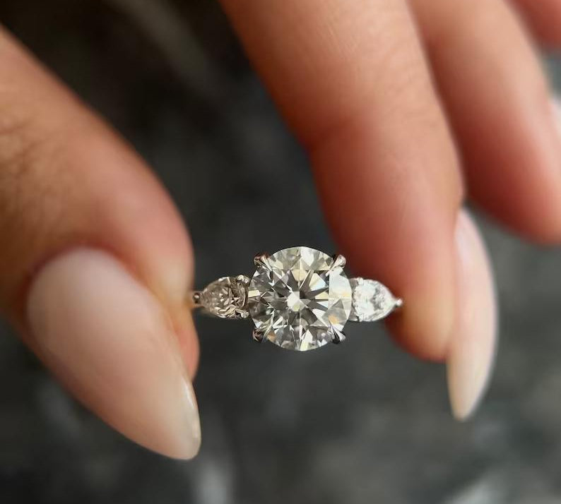 2.0 CT Round Three Stones Lab Grown Diamond Engagement Ring