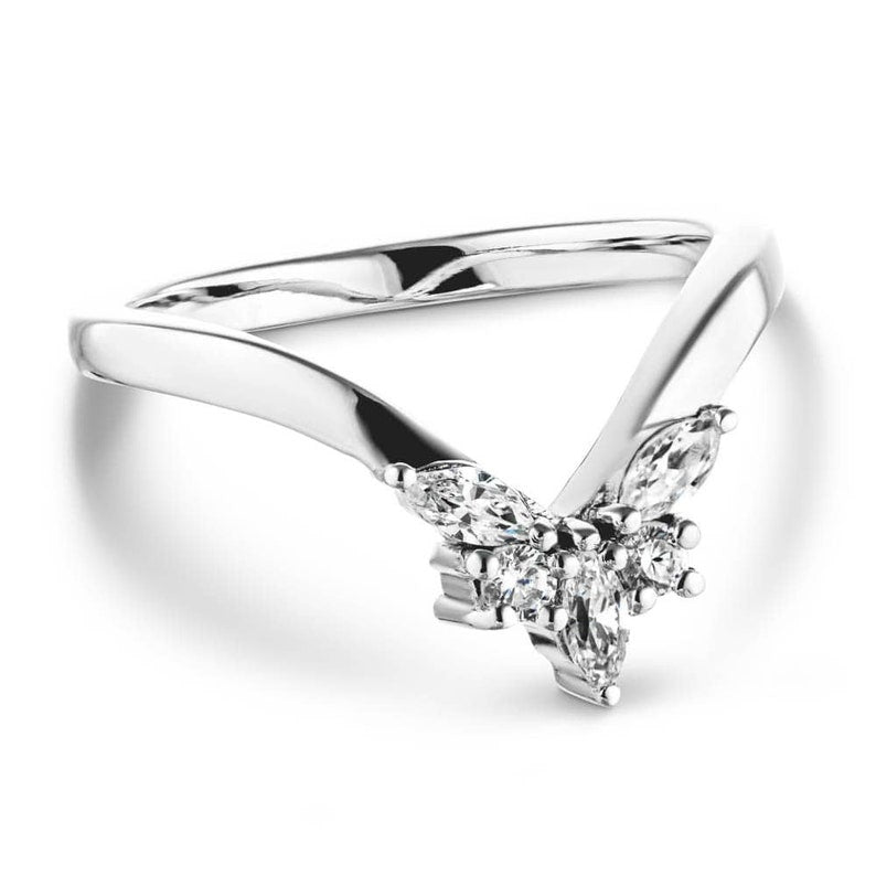 0.15 CT Marquise V Shaped CVD EF/VS Diamond Wedding Band