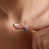 0.20 CT Round Solitaire Blue Topaz Gemstone Necklace