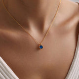 0.20 CT Round Solitaire Blue Topaz Gemstone Necklace