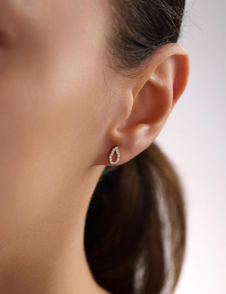 0.2 TCW Round Moissanite Drop Stud Earrings