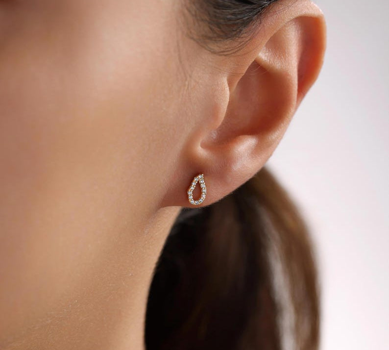 0.2 TCW Round Moissanite Drop Stud Earrings