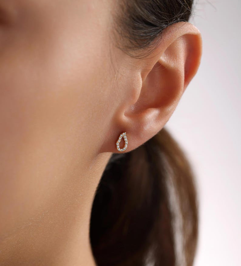 0.2 TCW Round Moissanite Drop Stud Earrings