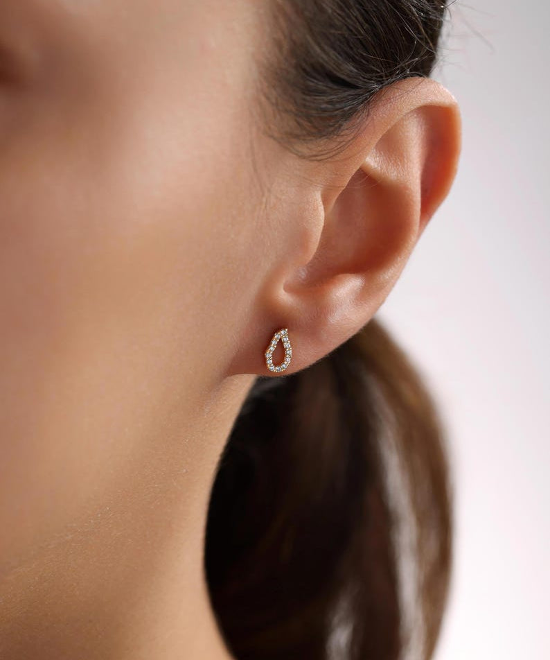 0.2 TCW Round Moissanite Drop Stud Earrings