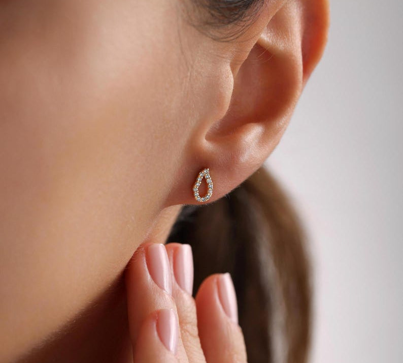 0.2 TCW Round Moissanite Drop Stud Earrings