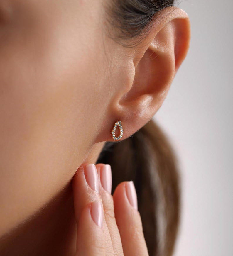 0.2 TCW Round Moissanite Drop Stud Earrings