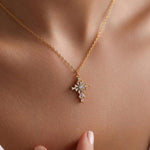 0.4 TCW Round & Bageutte Cut Cross Moissanite Necklace