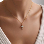 0.4 TCW Round & Bageutte Cut Cross Moissanite Necklace