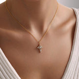 0.4 TCW Round & Bageutte Cut Cross Moissanite Necklace