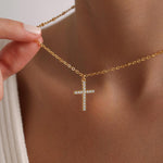 0.6 TCW Round Cut Cross Moissanite Pendant Necklace