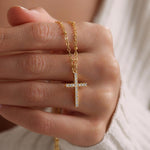 0.6 TCW Round Cut Cross Moissanite Pendant Necklace
