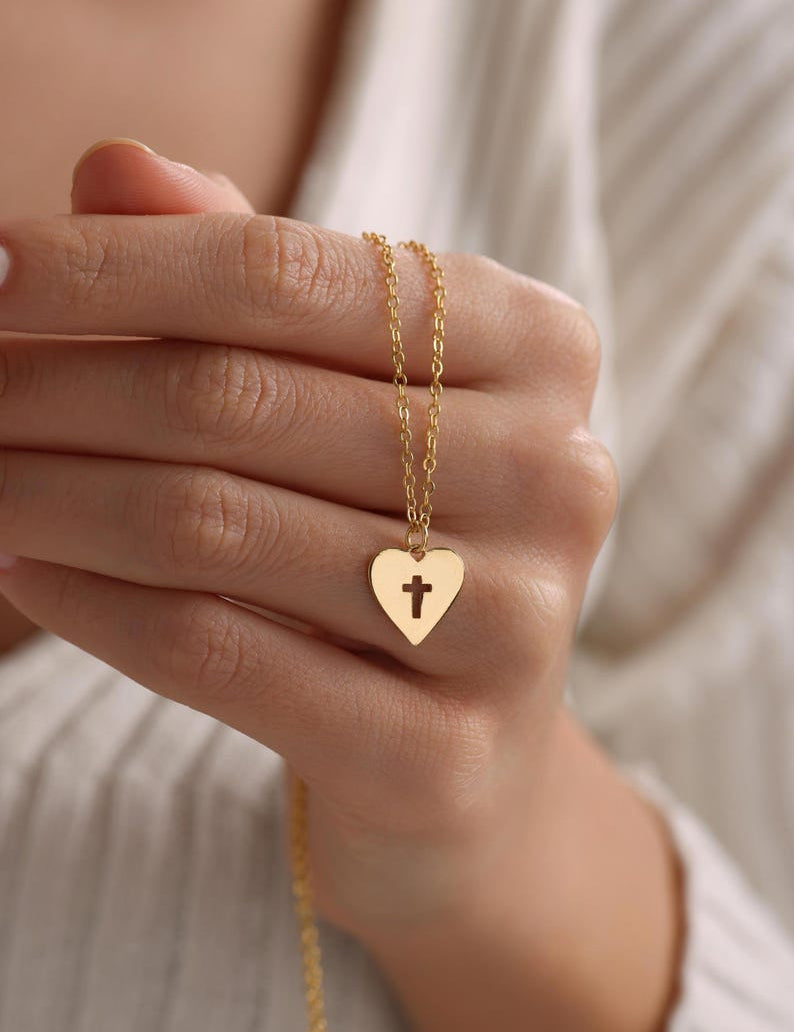 Heart Cross Pendant Necklace