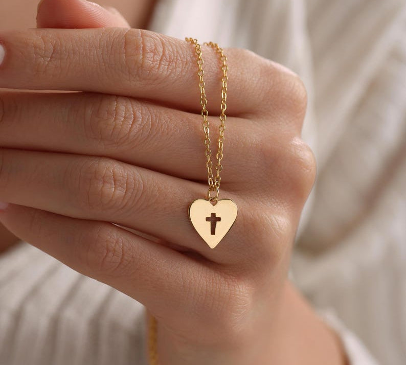 Heart Cross Pendant Necklace